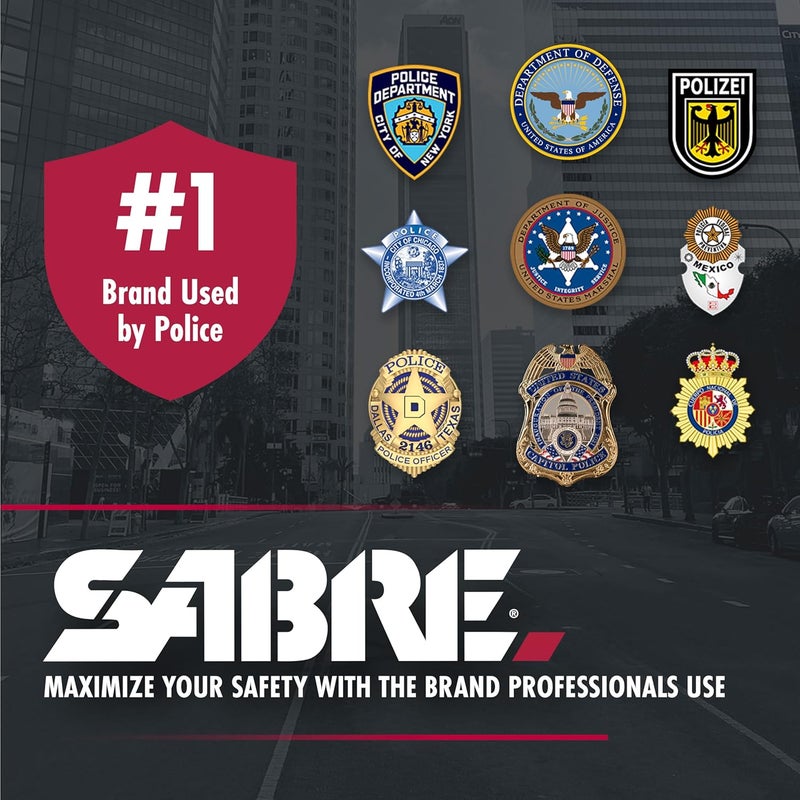 sabre رذاذ فلفل 2 في 1 مع إنذار شخصي 130 ديسيبل، تنبيه والدفاع بضغطة واحدة، أمان سريع بغطاء قابل للفتح مع قبضة إصبع وحلقة مفاتيح قابلة للتخزين، قوة قصوى، صبغة علامة الأشعة فوق البنفسجية - Image 5
